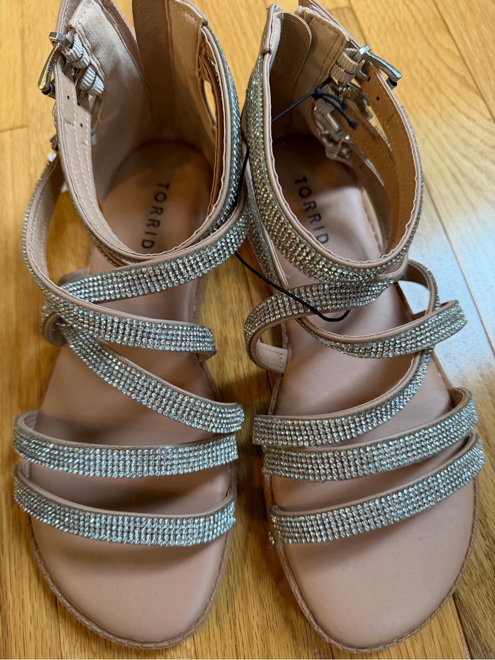 torrid Nude Rhinestone Strappy Sandals